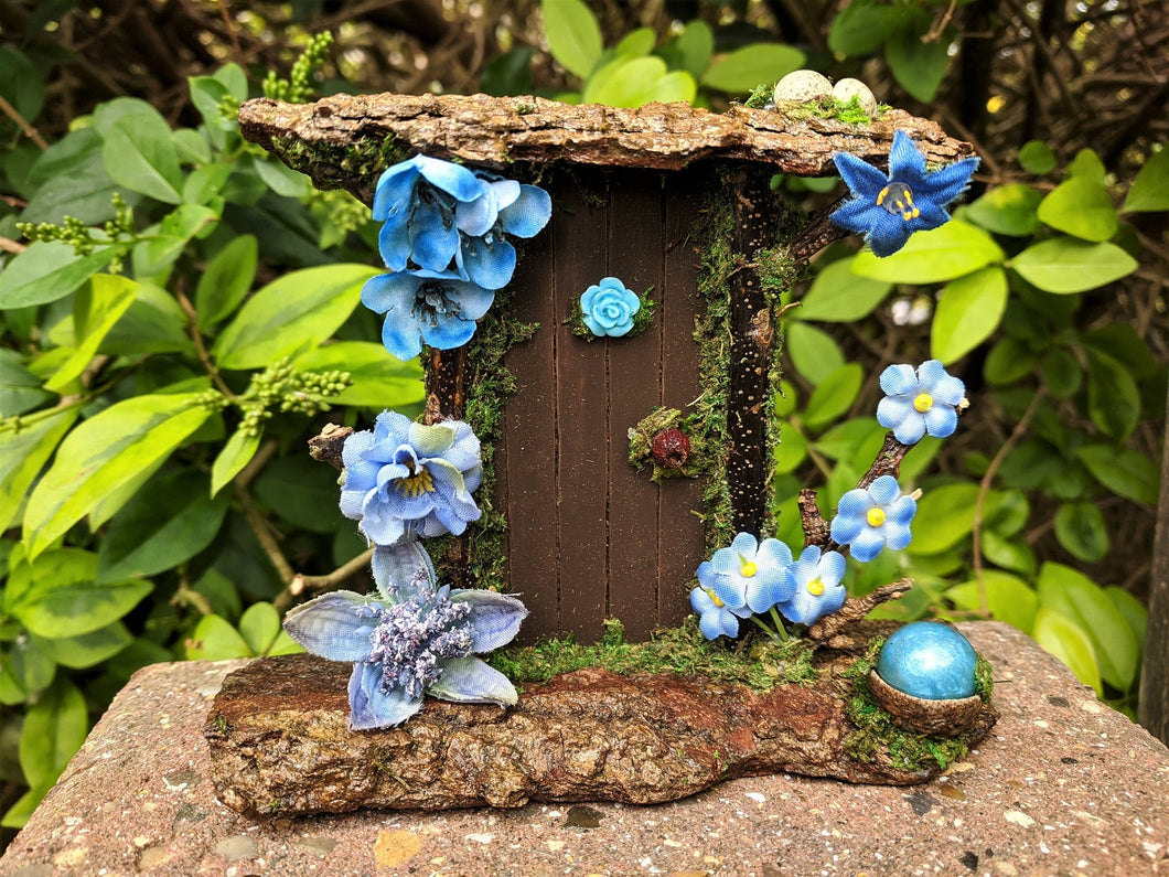Blue Flowery Fairy Door